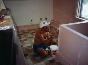 Kevin working on attic bedroom